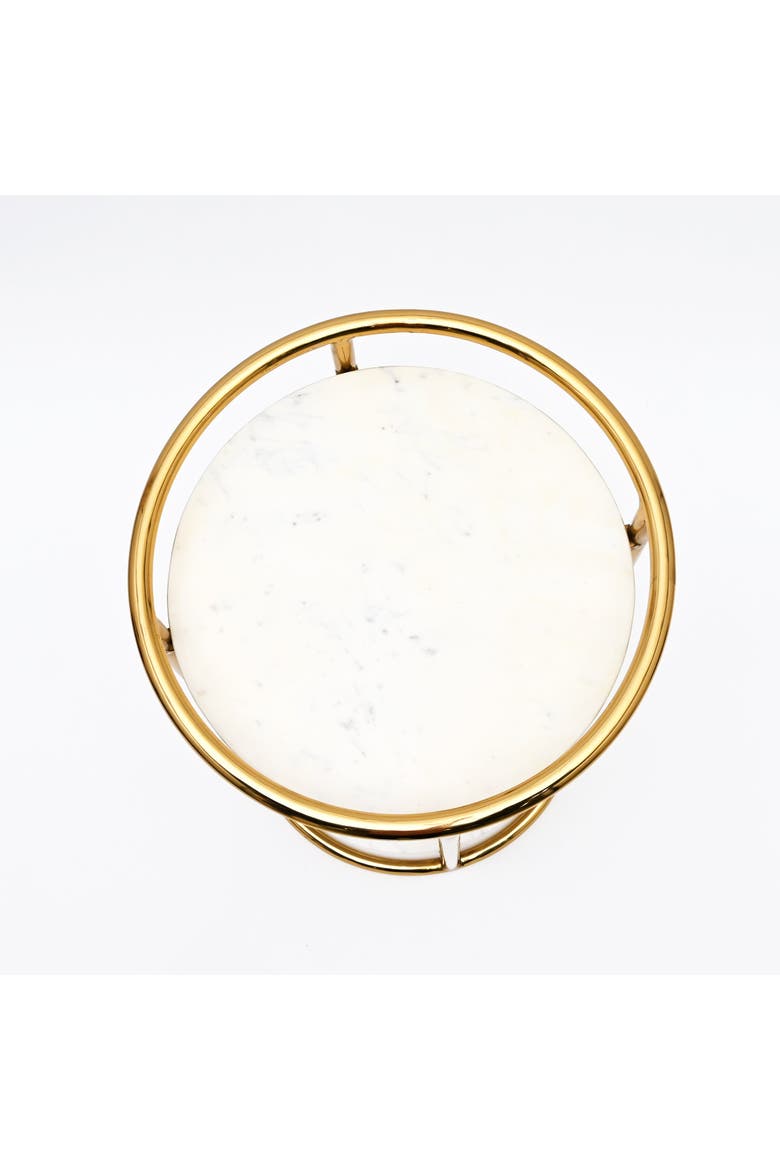 White Marble End Table 2-Tier Gold Frame Modern Living Room Decor, Alternate, color, Gold - 16x16x24"