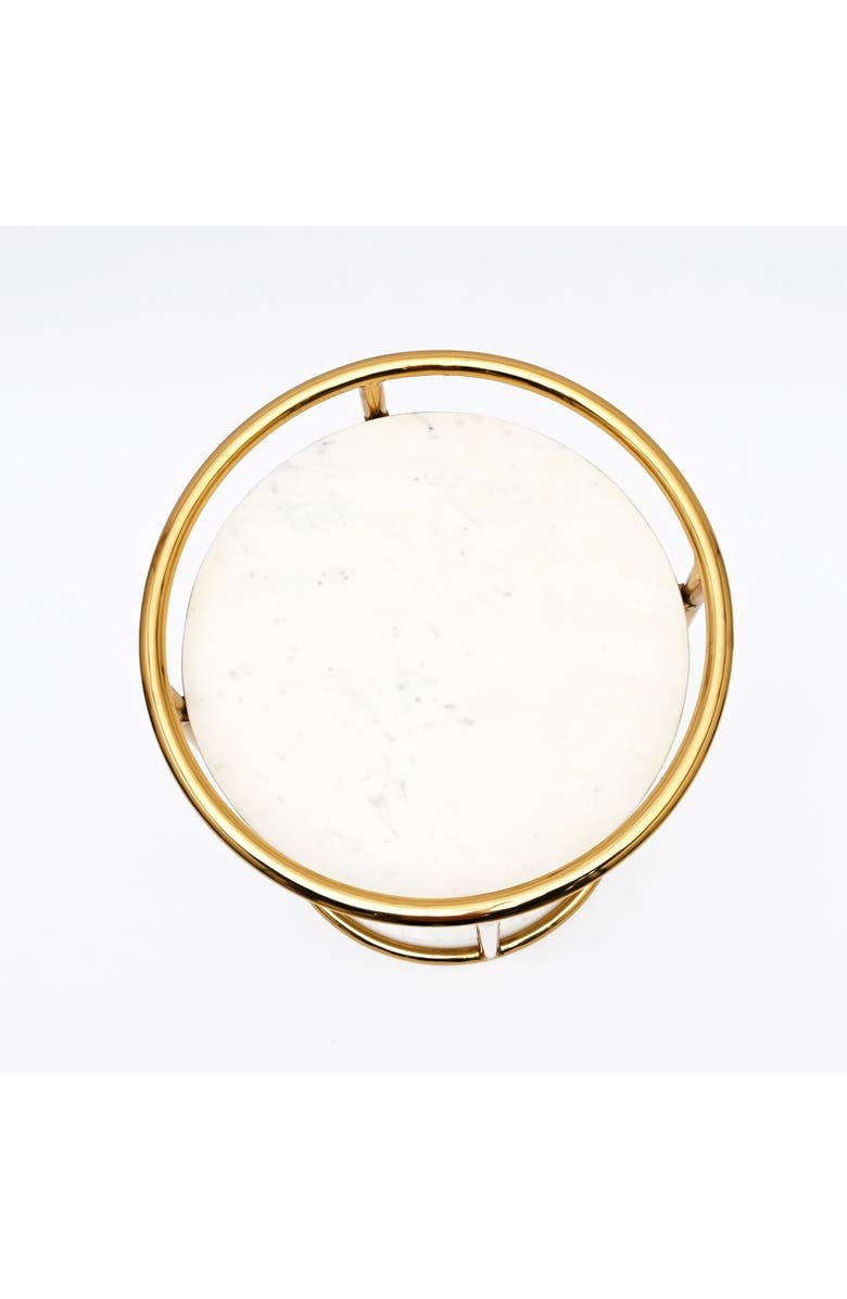 Expo Bazaar White Marble End Table 2-Tier Gold Frame Modern Living Room Decor, Alternate, color, Gold - 16X16x24"
