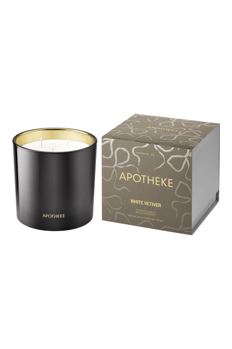 White Vetiver Three-Wick Scented Candle (Limited Edition), Main, color, DARK GREY