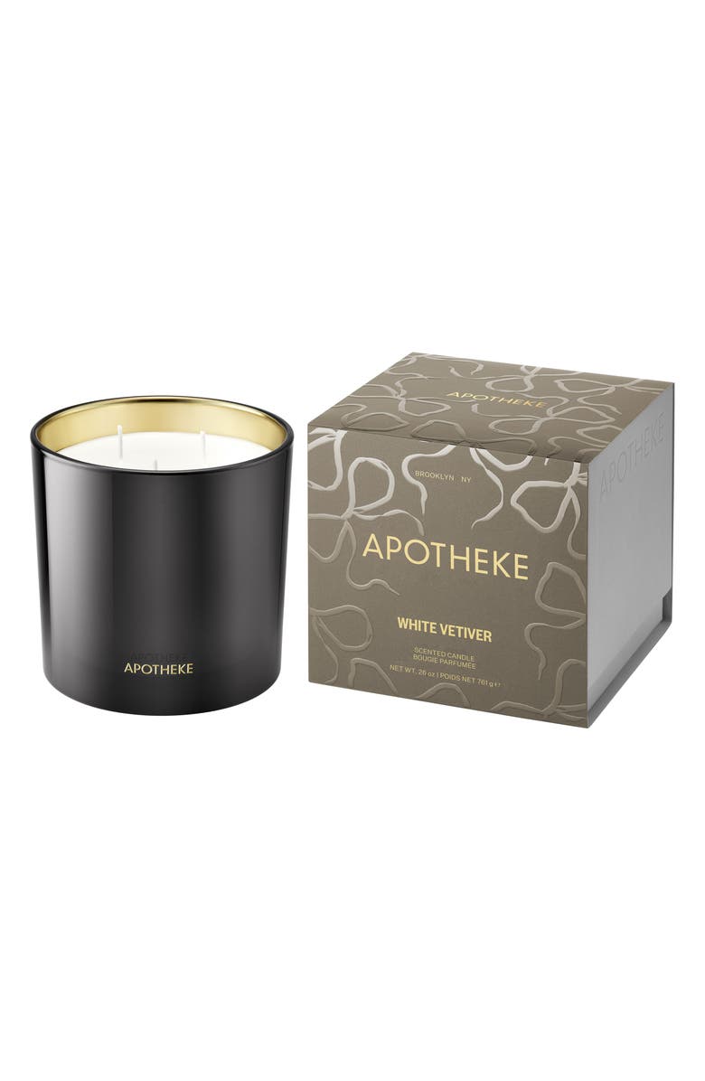 APOTHEKE White Vetiver Three-Wick Scented Candle, Main, color, Dark Grey