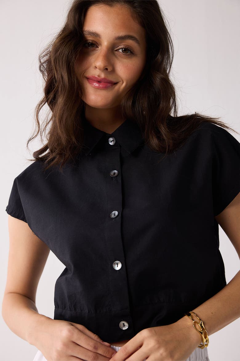 Oversized Crop Shirt, Alternate, color, Black