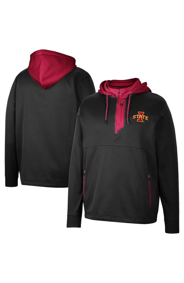 COLOSSEUM Men's Colosseum Black Iowa State Cyclones Luge 3.0 Quarter-Zip Hoodie, Main, color, Black