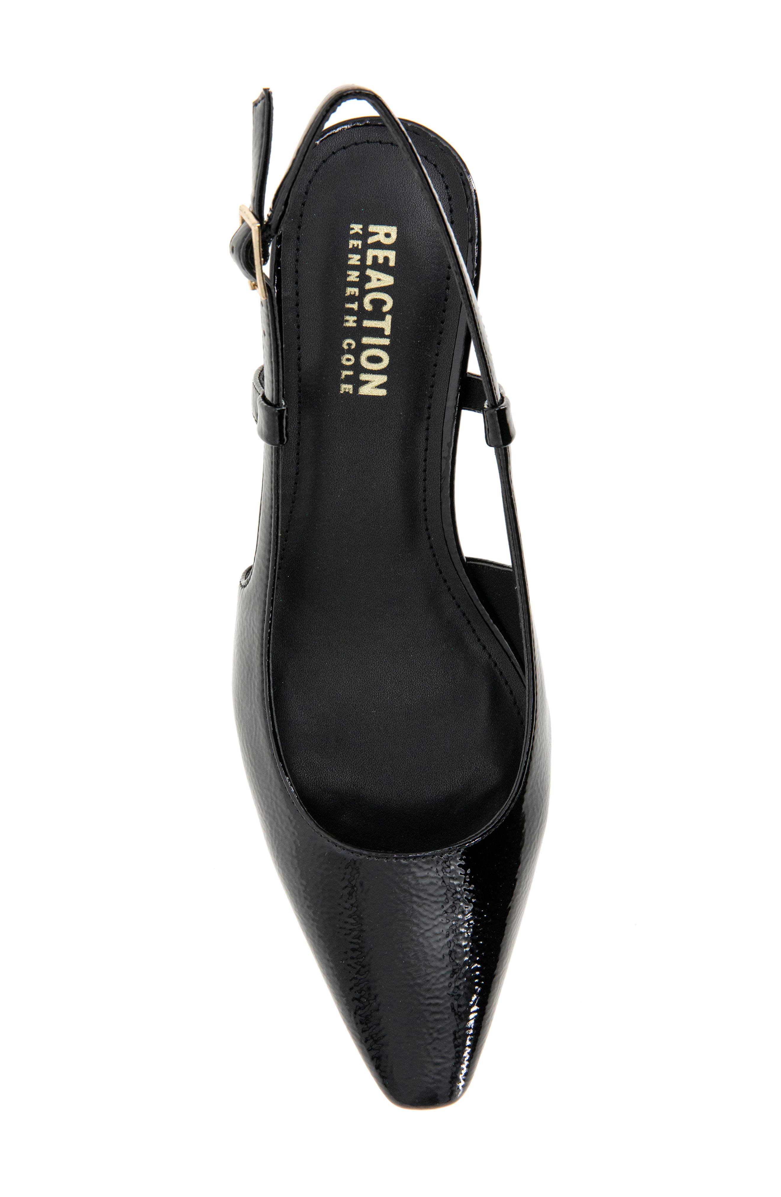 Reaction Kenneth Cole Maggie Kitten Heel Slingback Pump, Alternate, color, Black Crinkle Patent