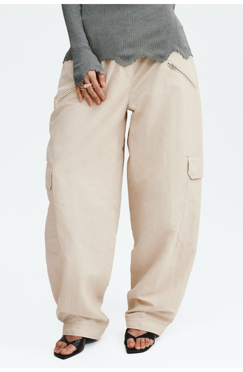 H&M Oversized Cargo Trousers, Alternate, color, Light Beige