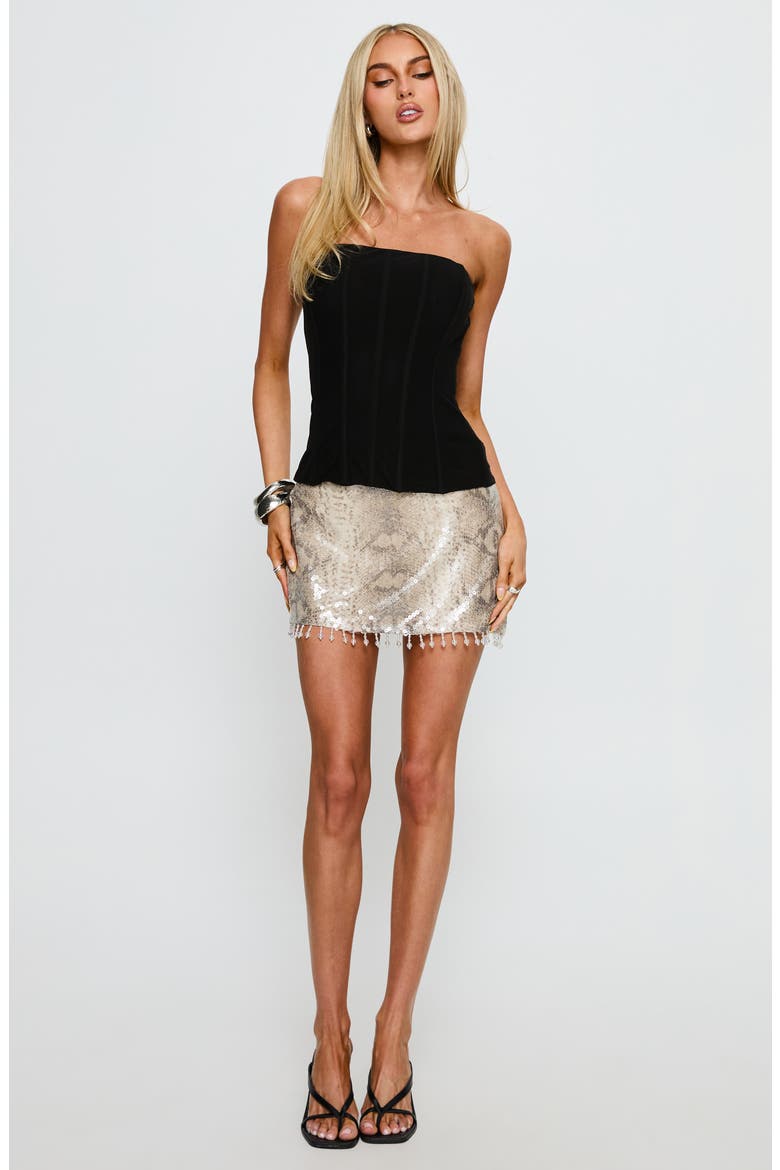 Taneka Strapless Corset Top, Alternate, color, BLACK