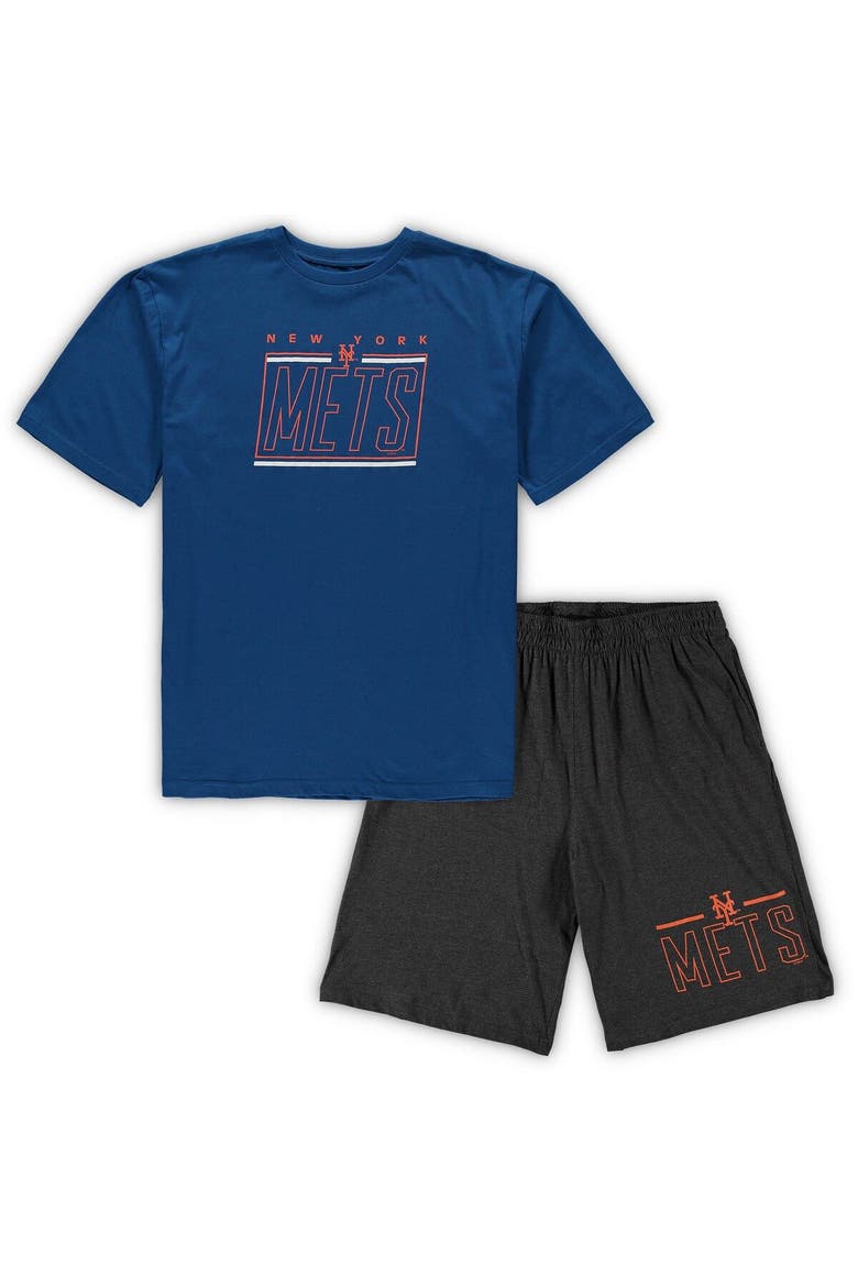 Men's Concepts Sport Royal/Heathered Charcoal New York Mets Big & Tall T-Shirt & Shorts Sleep Set, Alternate, color, Royal