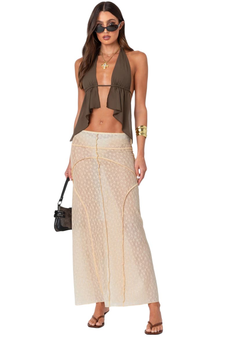 Inside Out Sheer Maxi Skirt, Alternate, color, BEIGE