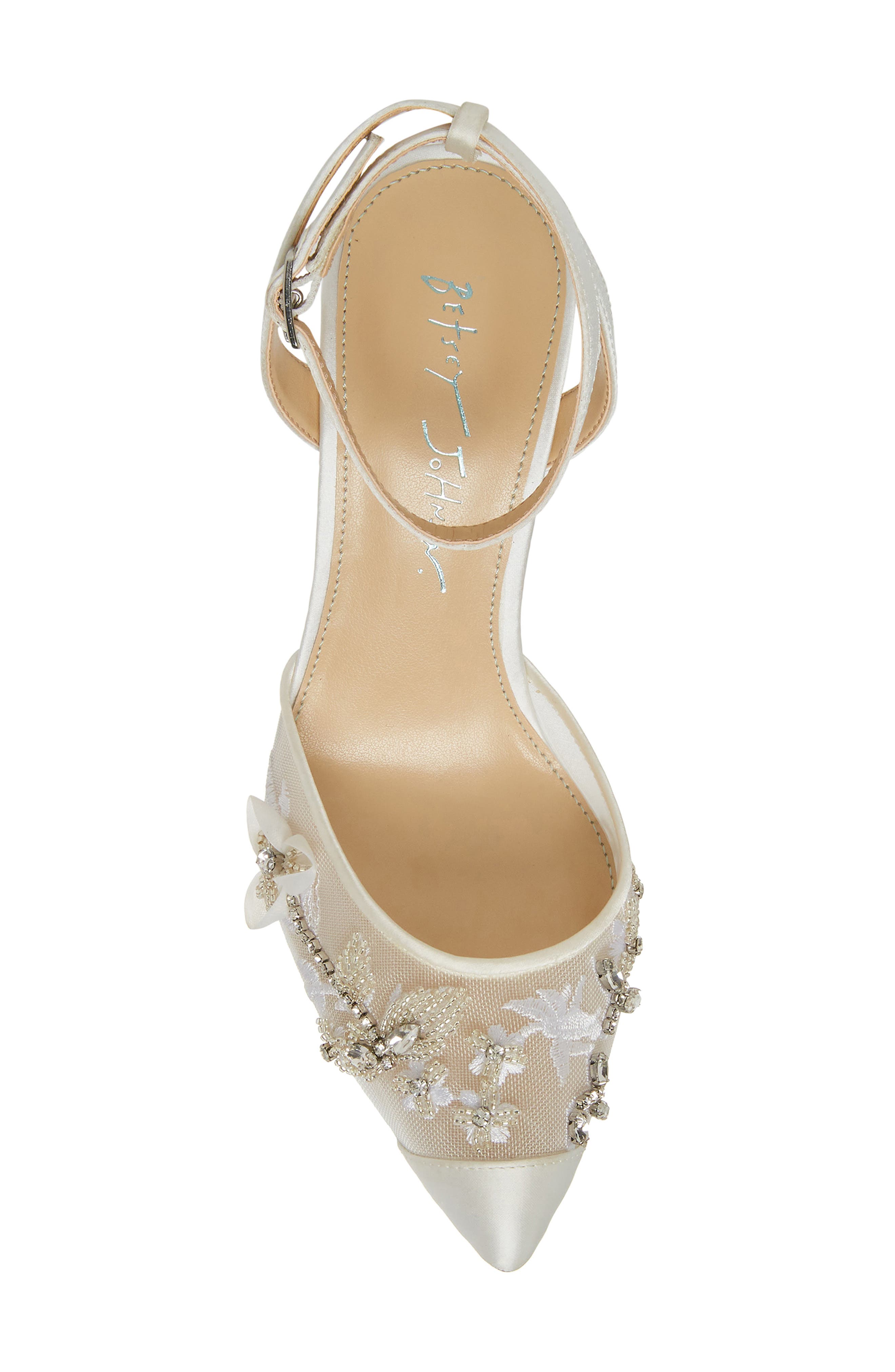 Betsey Johnson Micki Crystal Lace Ankle Strap Pump, Alternate, color, 