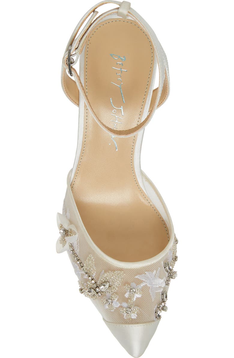 Betsey Johnson Micki Crystal Lace Ankle Strap Pump, Alternate, color,