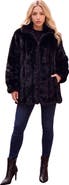Roaman's Plus Size Mid Length Hooded Faux Fur Coat (plus)