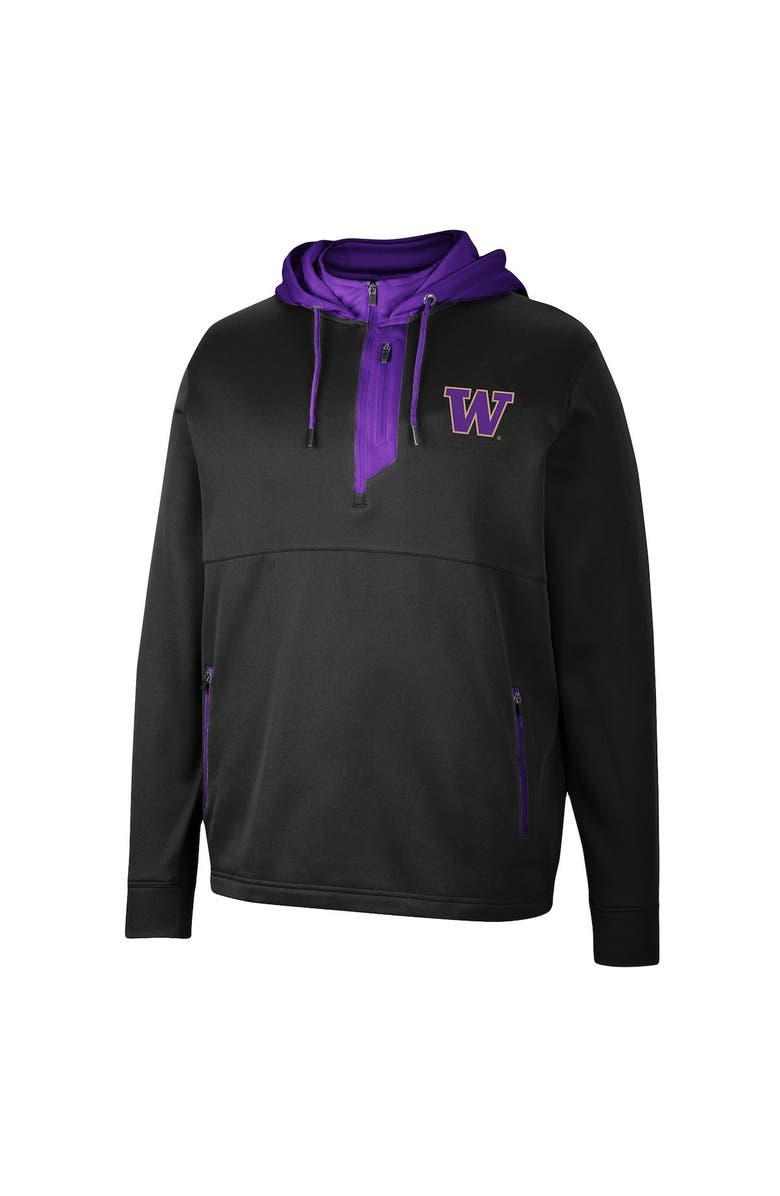 COLOSSEUM Men's Colosseum Black Washington Huskies Luge 3.0 Quarter-Zip Hoodie, Alternate, color, 