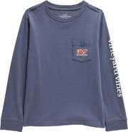vineyard vines Kids' Football Whale Long Sleeve Pocket Graphic Tee