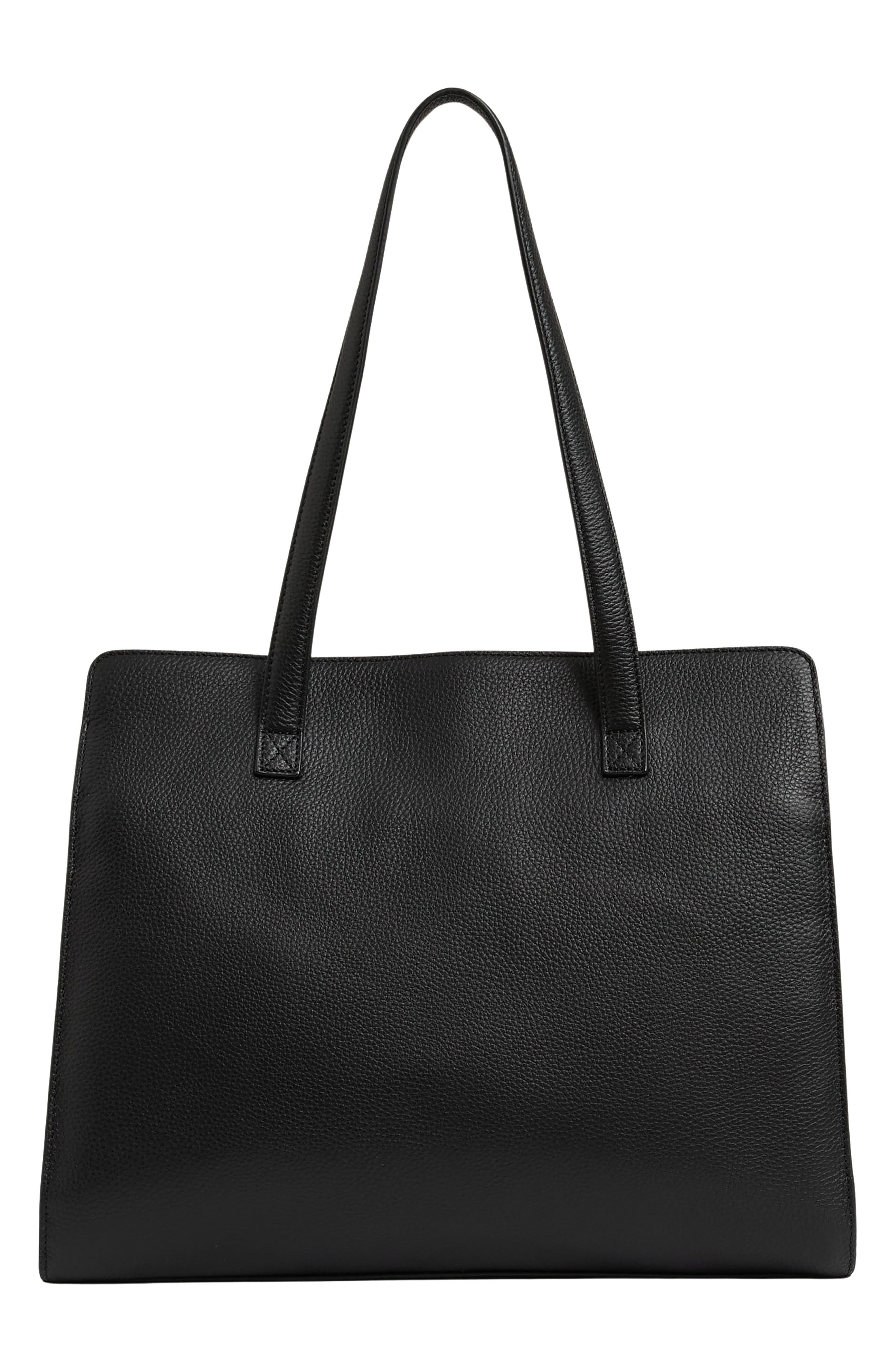 Reiss Delphine Leather Tote, Alternate, color, Black
