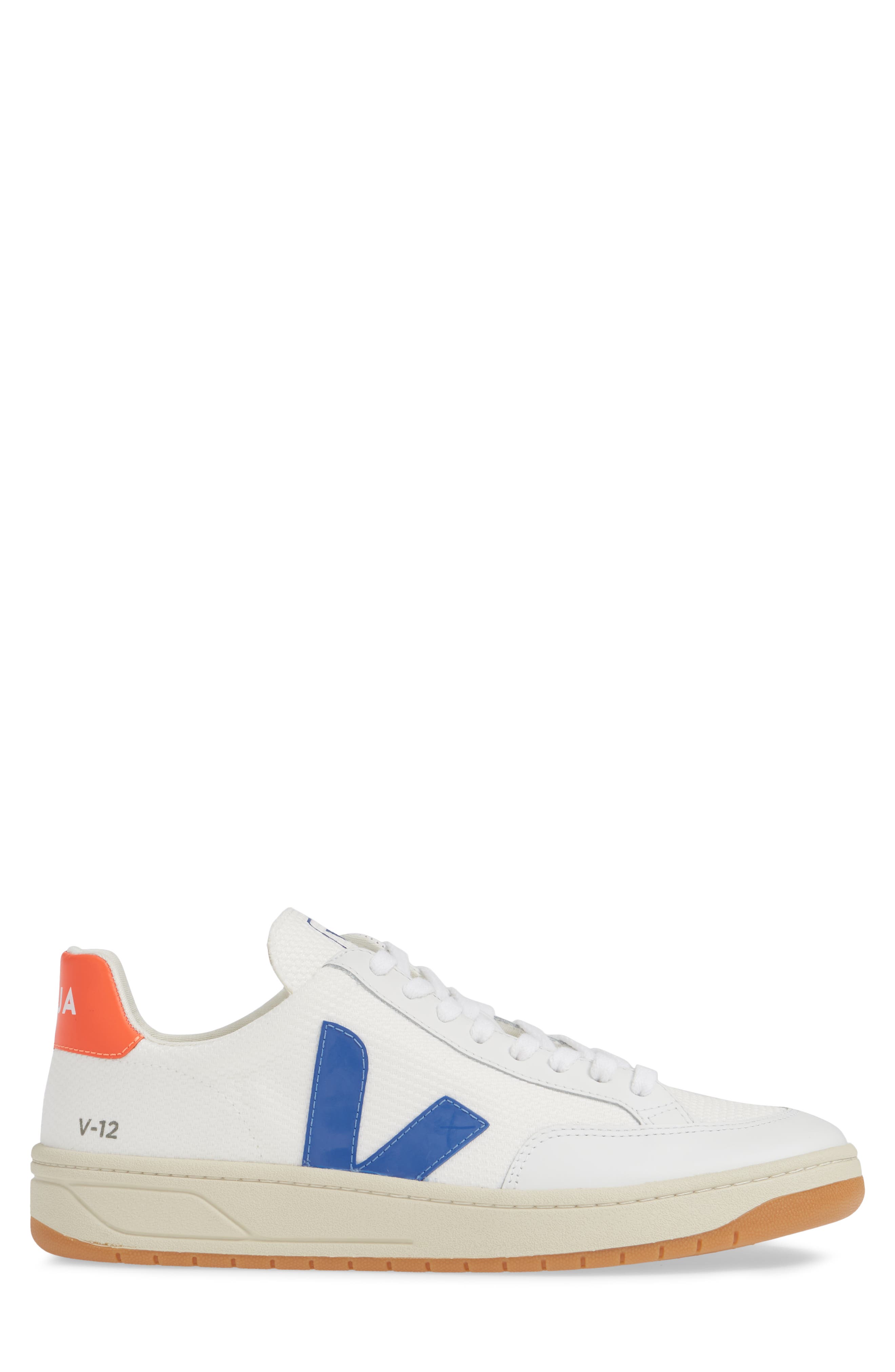 V-12 Sneaker, Alternate, color, WHITE/INDIGO/ORANGE