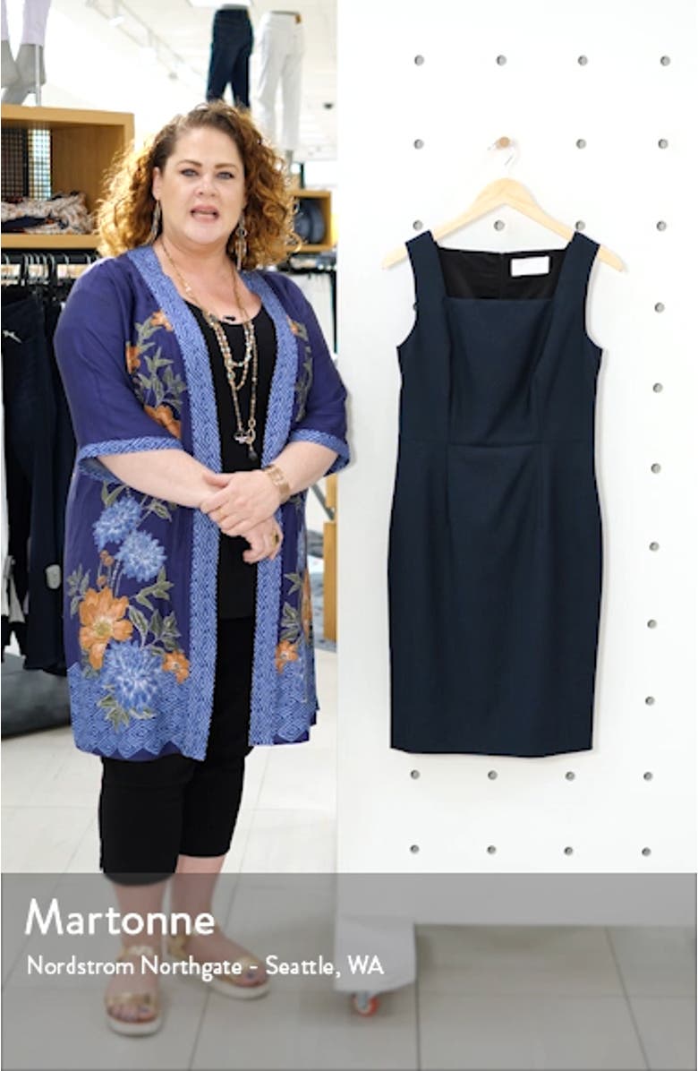 Digela Dark Emerald Patterned Wool Sheath Dress, sales video thumbnail