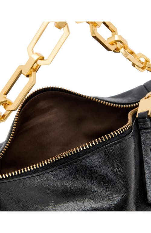 Allsaints Madea Mini Eelskin-embossed Leather Clutch Bag In Black