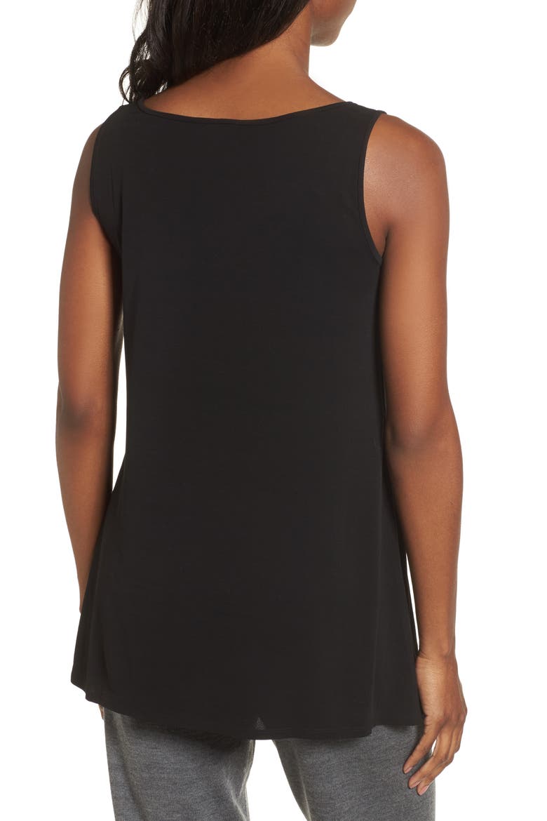 Scoop Neck Silk Tunic, Alternate, color, BLACK