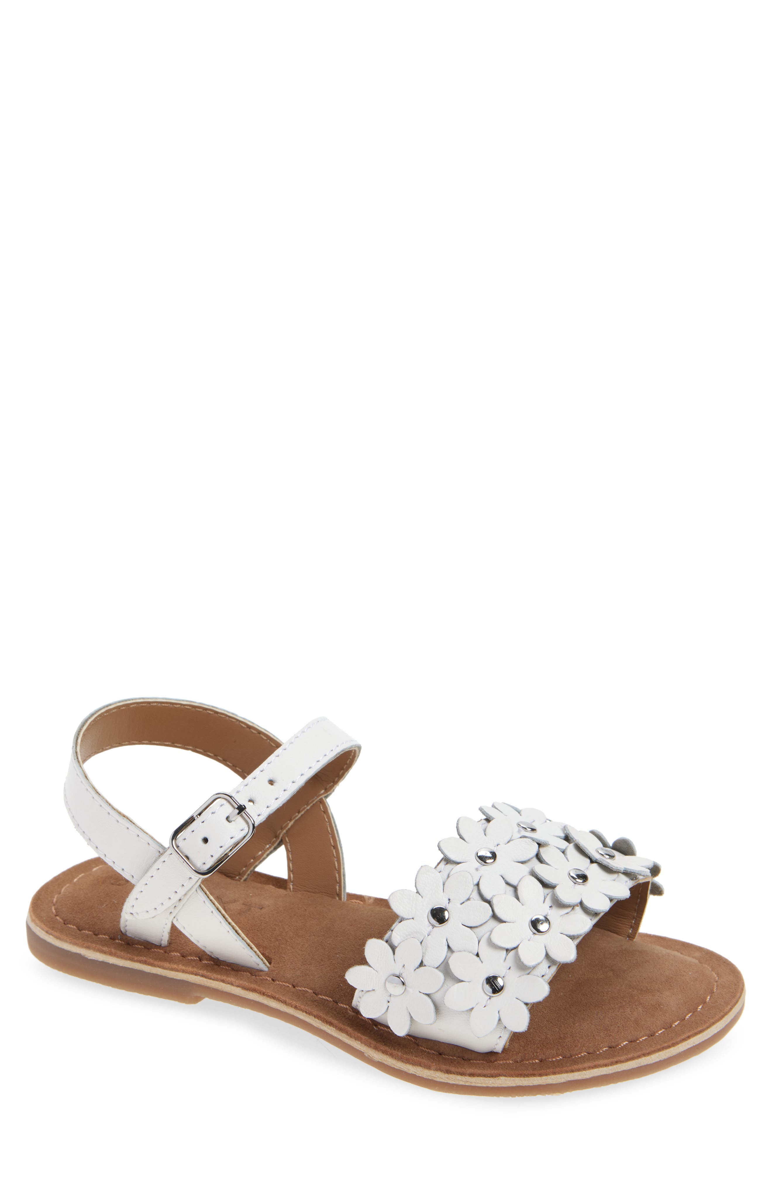 NEXT Kids' Floral Ankle Strap Sandal, Main, color, White