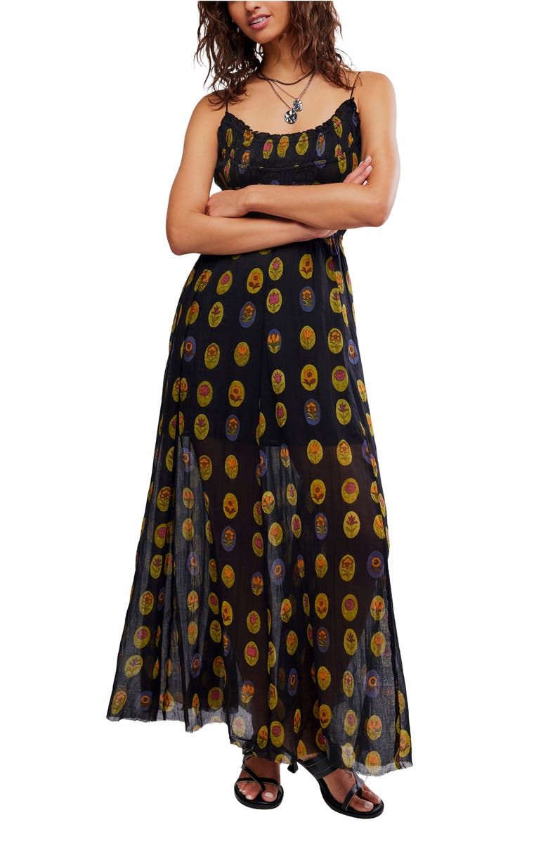 Free People Ciella Floral Cotton Maxi Dress, Main, color, Midnight Combo