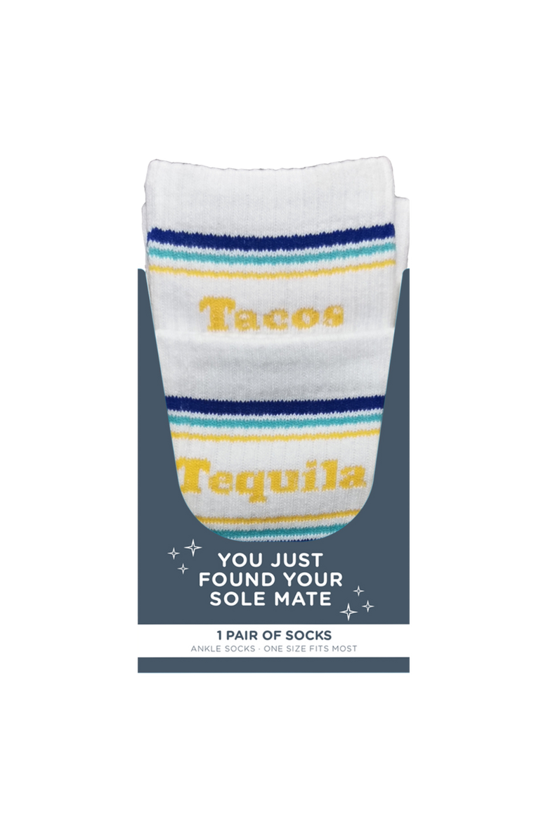 Tacos/Tequila Socks Cotton White, Alternate, color, White