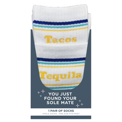 Totalee Gift Tacos/tequila Socks Cotton White In Multi