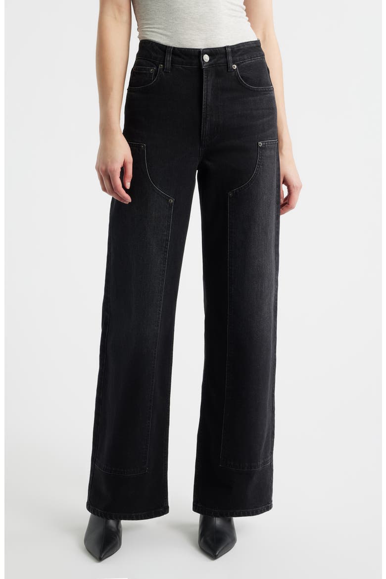 Getty High Waist Crop Wide Leg Utility Jeans, Main, color, ONYX