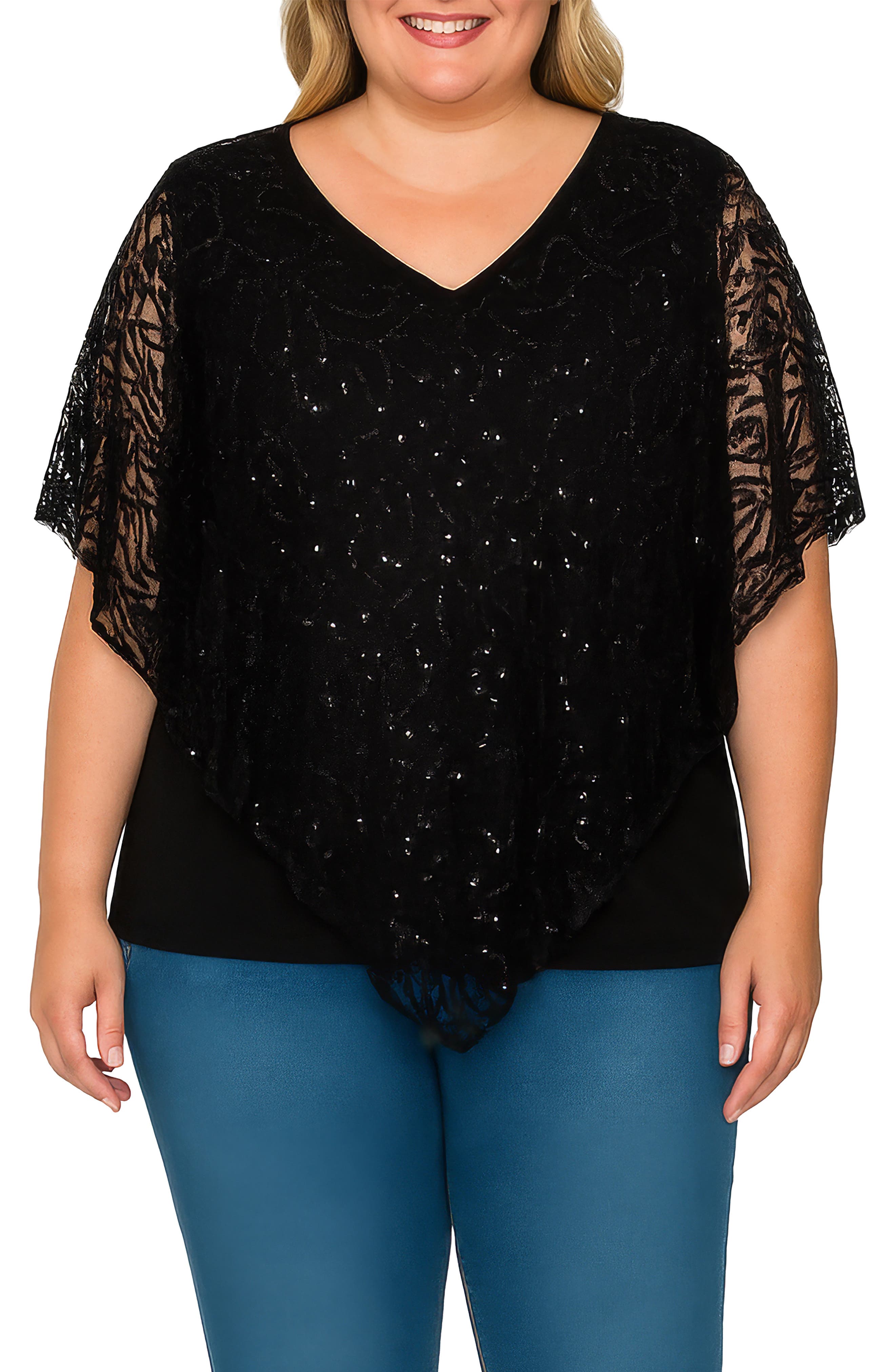 Sequin Poncho Top