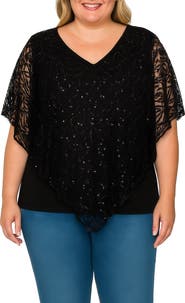 Standards & Practices Sequin Poncho Top