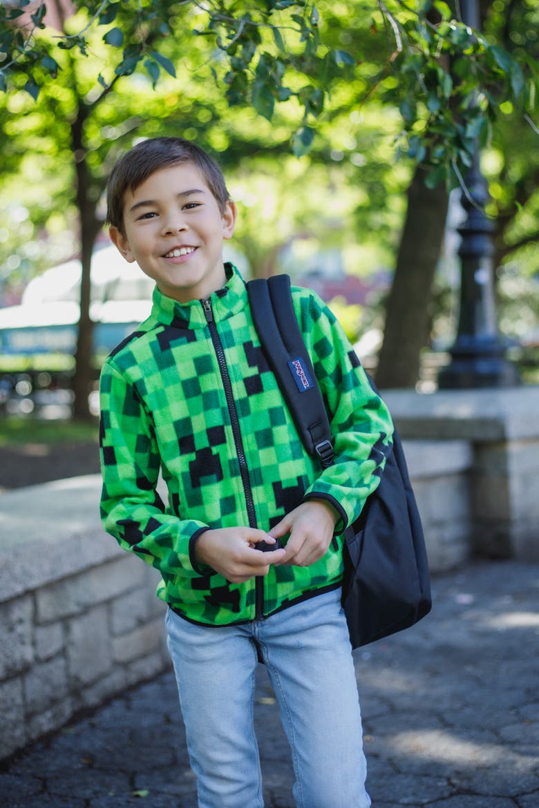 Creeper Zip-up Fleece Jacket (little Kid & Big Kid), Alternate, color, Creeper Green
