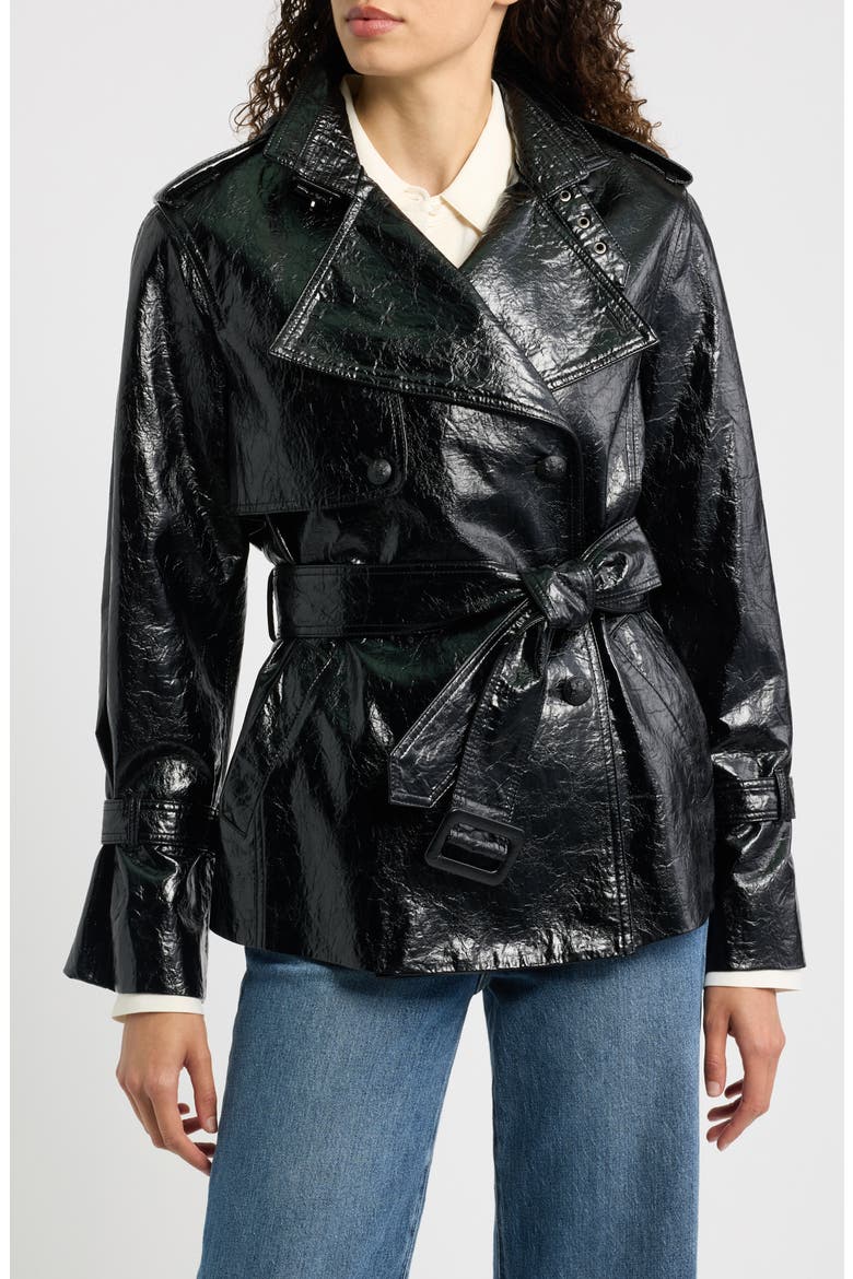 Anabelle Faux Leather Jacket, Alternate, color, BLACK