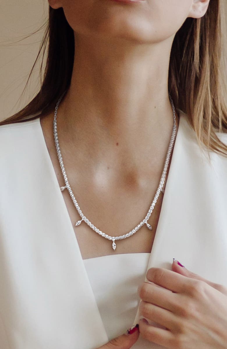 DELMAR Lab Created White Sapphire Necklace, Alternate, color, Silver