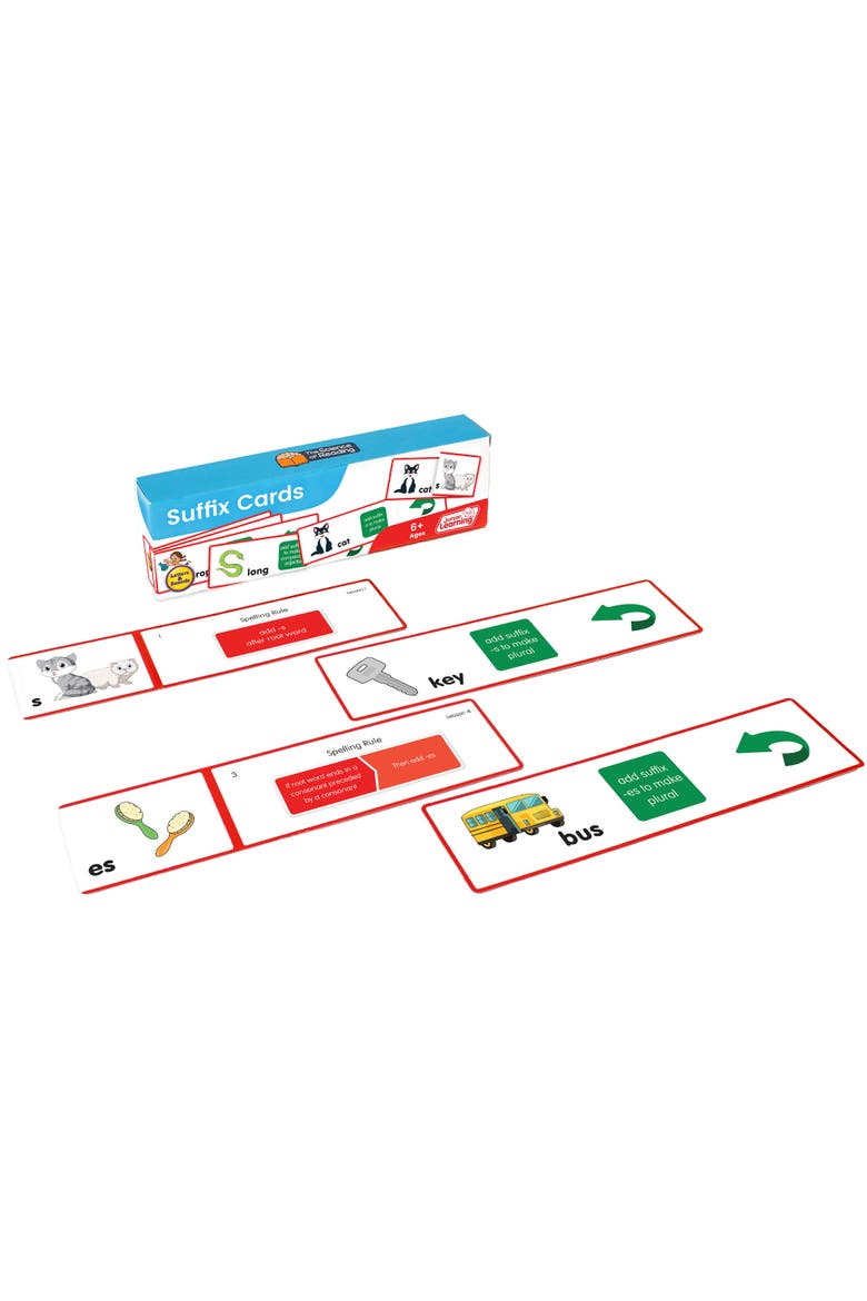 Suffix Flash Cards, Grade 1, Alternate, color, Multicolored
