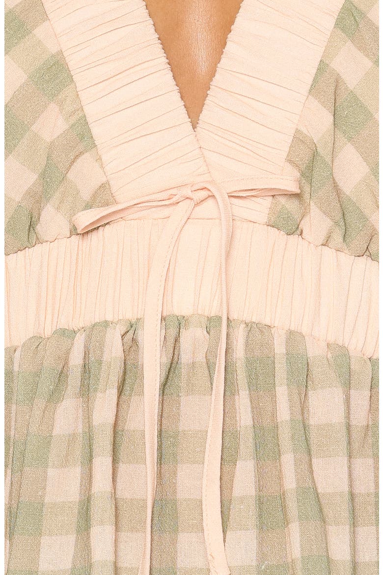 Solace Peplum Top, Alternate, color, GREEN/ PINK GINGHAM