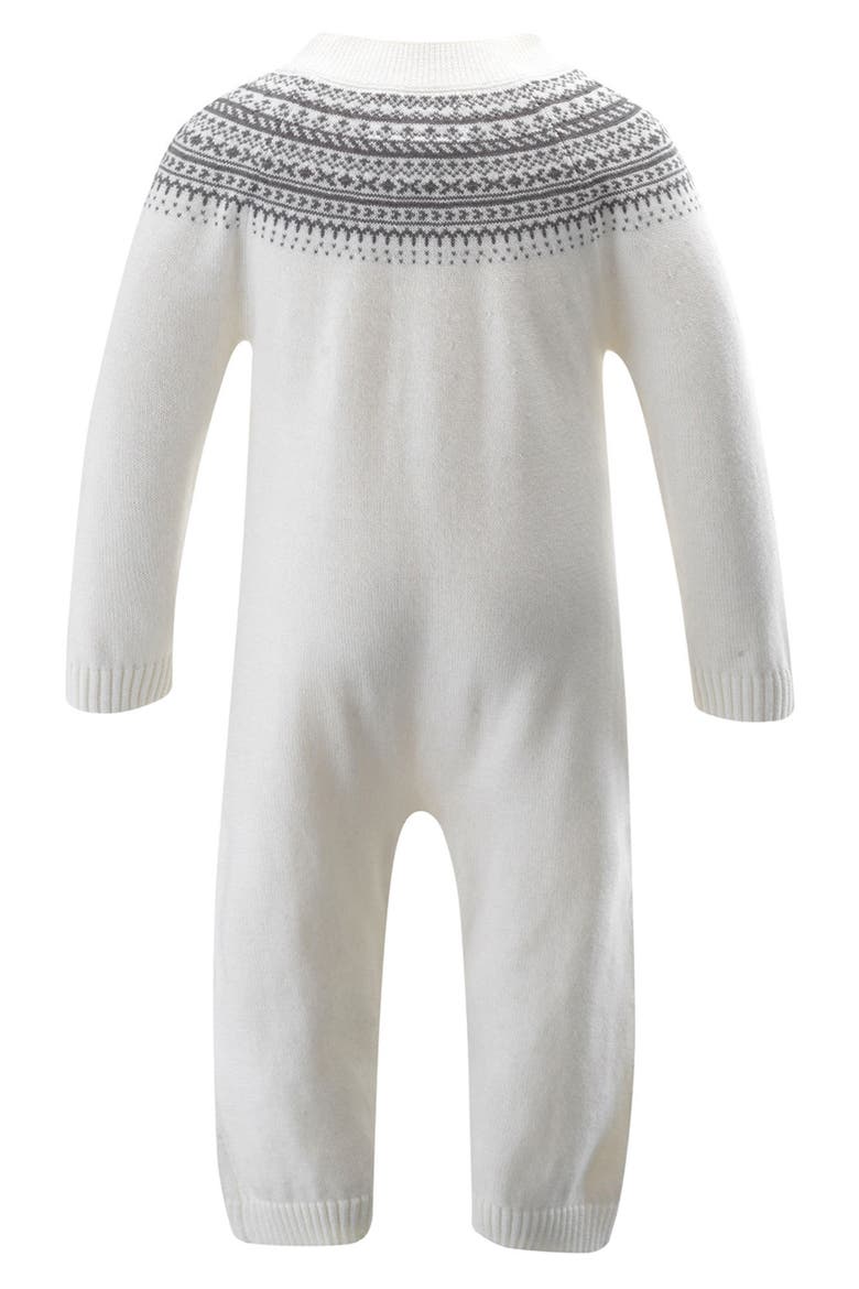 Fair Isle Cotton Sweater Romper, Alternate, color, WHITE