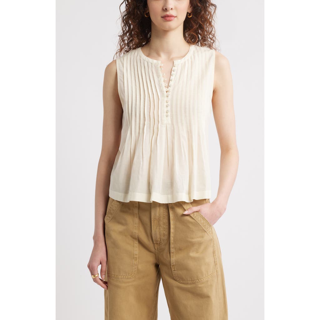 Treasure & Bond Pintuck Cotton Blend Tank In Ivory Dove