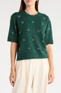 Vince Camuto Rhinestone Short Sleeve Sweater