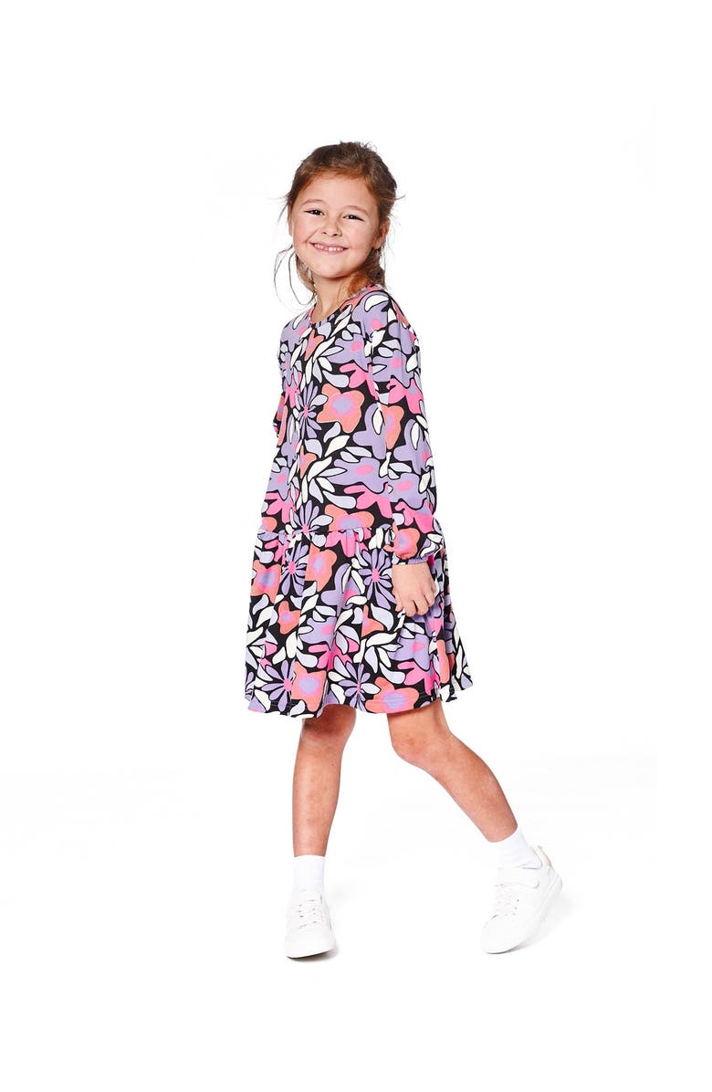 Deux par Deux Jersey Dress Retro Flower, Main, color, Black