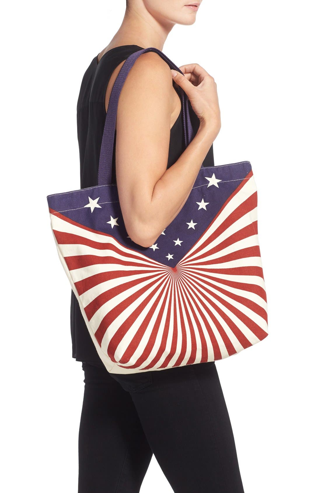 'Americana' Cotton Canvas Tote, Alternate, color, BLUE MULTI