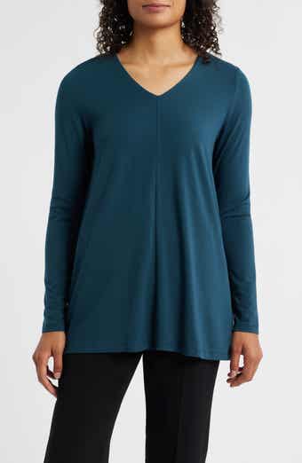 Eileen Fisher Long Sleeve V-Neck Tunic Top