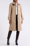 Lauren Ralph Lauren Faux Leather Trim Balmacaan Rain Coat