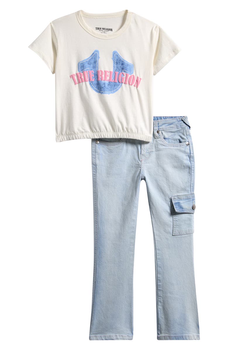 True Religion Kids' Graphic T-Shirt & Denim Jeans Set, Main, color, Magen