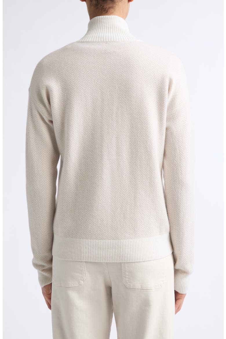 Herringbone Cashmere Jacquard Zip Cardigan, Alternate, color, 01 WHITE