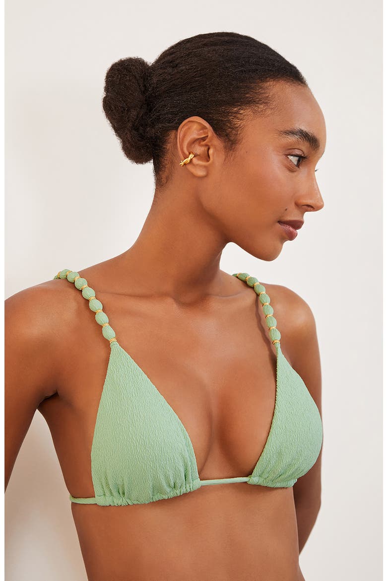Firenze Beaded Triangle Bikini Top, Alternate, color, LIGHT GREEN