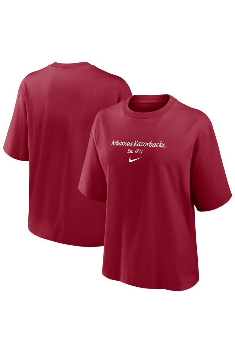 Women's Nike Cardinal Arkansas Razorbacks Boxy T-Shirt, Main, color, Cardinal
