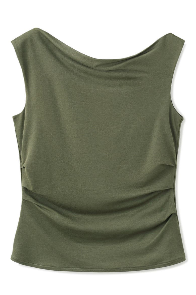 Draped Neck Asymmetric Top, Main, color, KHAKI GREEN