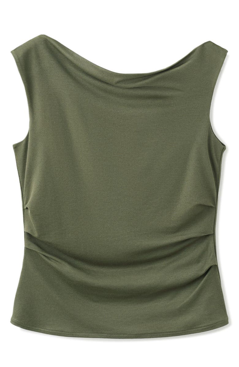 MANGO Draped Neck Asymmetric Top, Main, color, Khaki Green