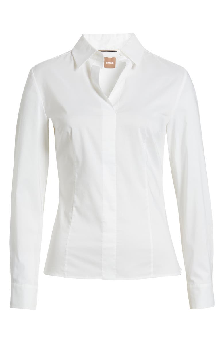BOSS Bashinah Cotton Blend Blouse, Alternate, color, Bright White