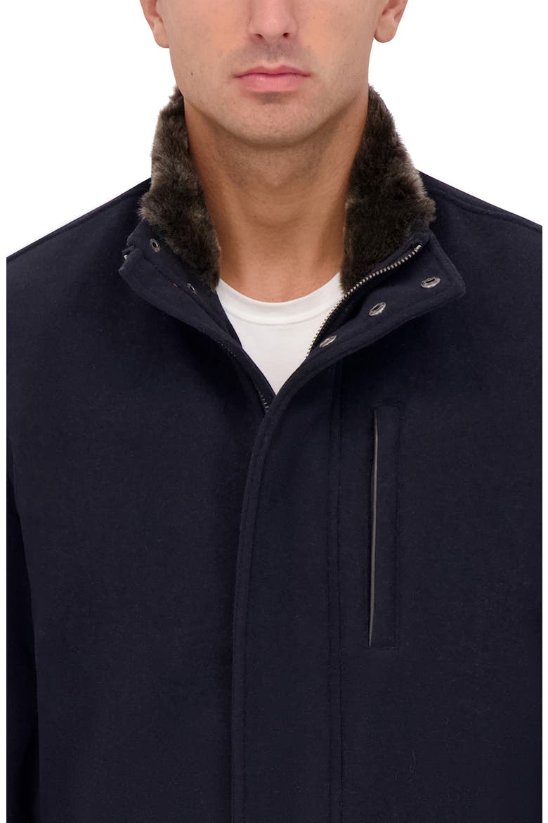 Wool Blend Faux Fur Lined Stand Collar Jacket, Alternate, color, NAVY
