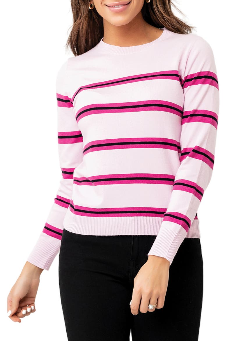 Cupid Stripe Crewneck Sweater, Main, color, PARFAIT PINK STR