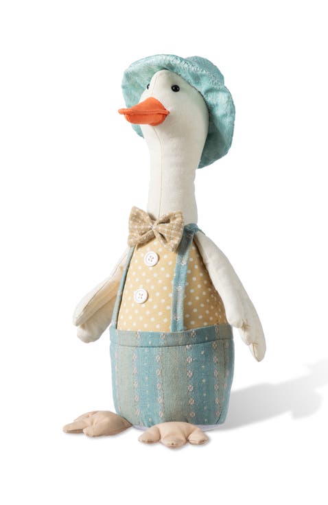 Spring Fabric Boy Duck Figurine